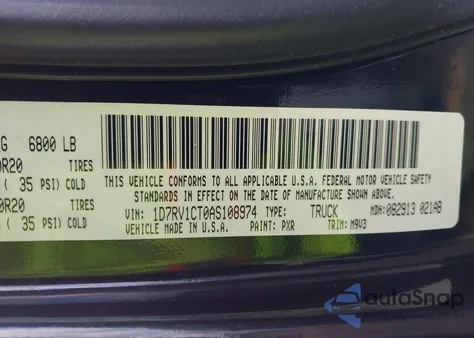 2010 Dodge Ram 1500 Slt/Sport/Trx z USA, uszkodzony, nr VIN 1D7RV1CT0AS108974